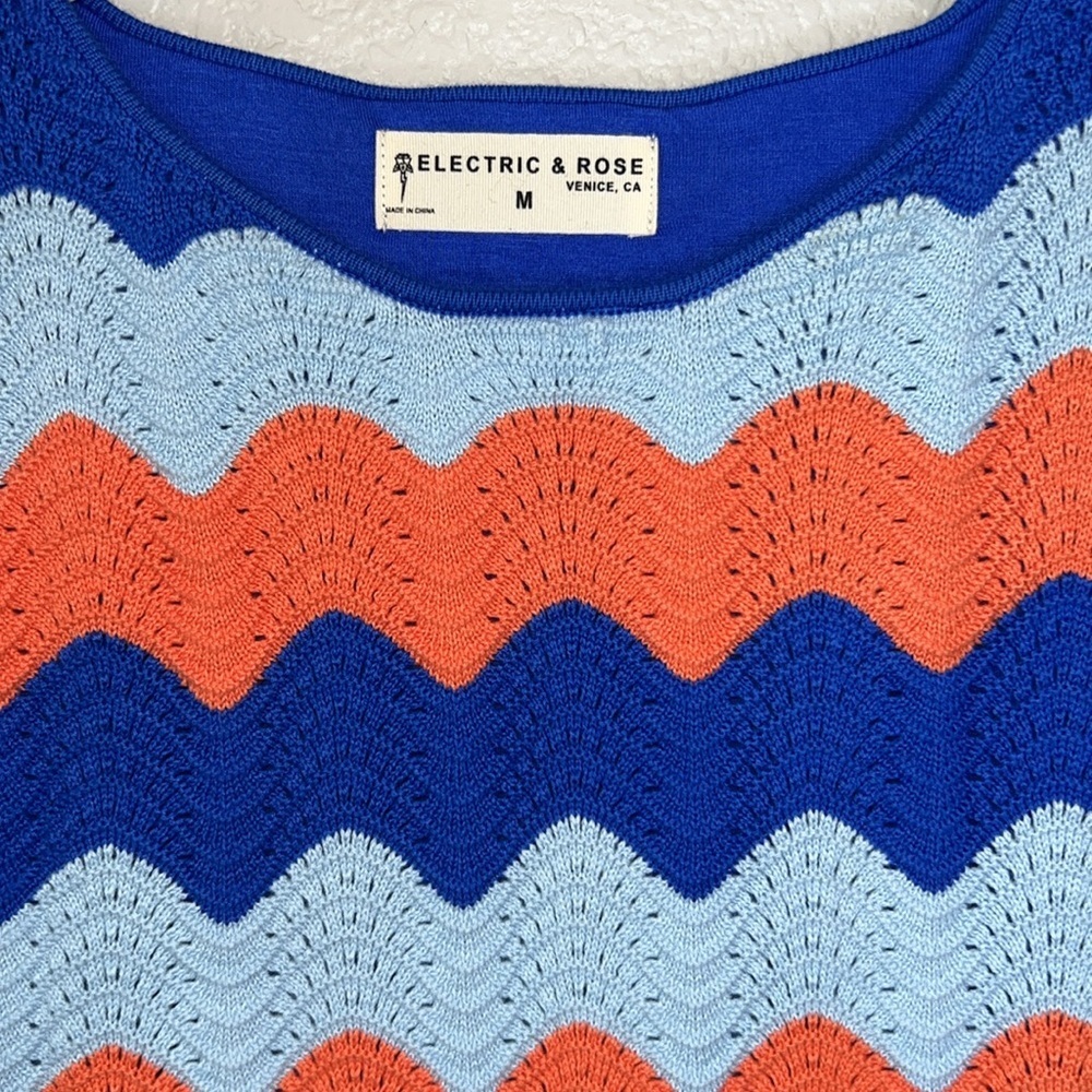 Electric & Rose Anthropologie Julia Crochet Chevron Mini Dress Size M - Picture 8 of 14